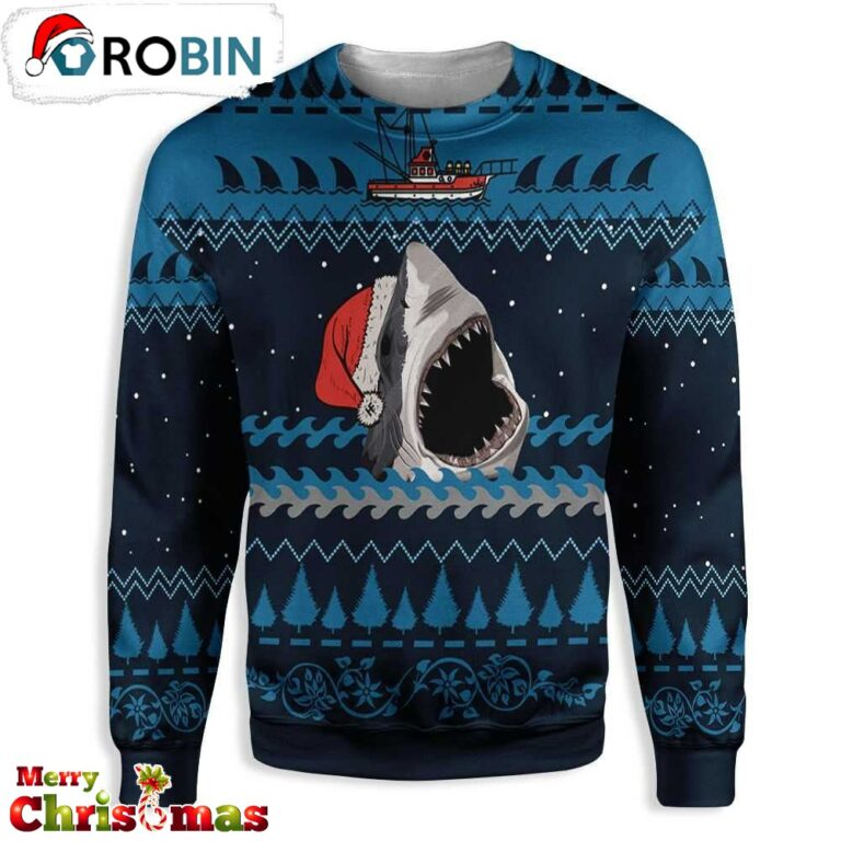 Shark And Xmas Ugly Christmas Sweater – Retro Christmas Sweater – Gift For Christmas