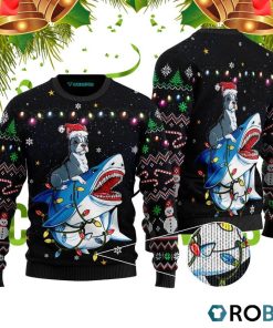 Shark Boston Terrier Ugly Christmas Sweater RB3435