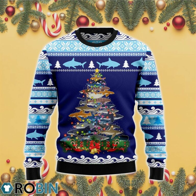 Shark Christmas Tree 3D Print Ugly Christmas Sweater RB4374