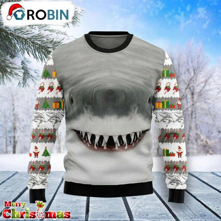 Shark Cute Face Ugly Christmas Sweater – Xmas Ugly Sweater