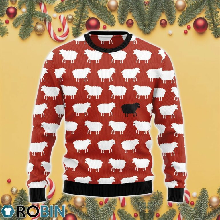 Sheep Black And White Ugly Christmas Sweater RB4324