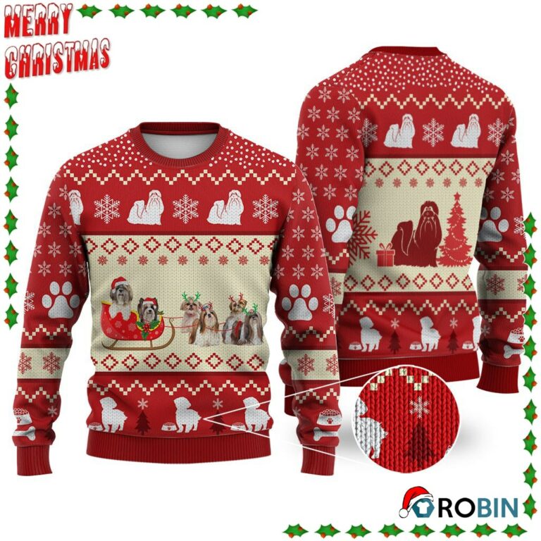 Shih Tzu Dog Reindeer Christmas Ugly Sweatshirt, Sweater