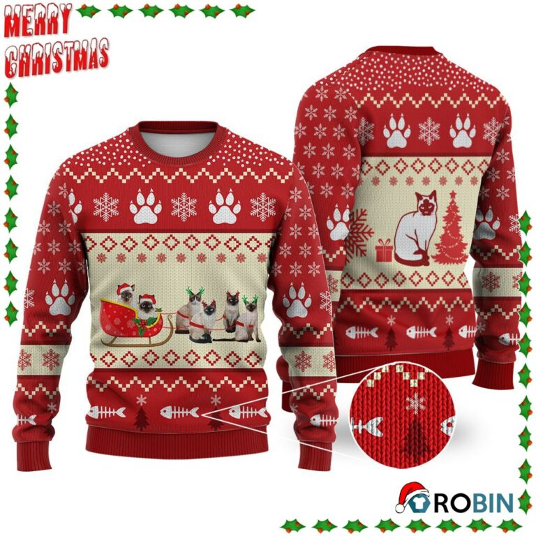 Siamese Cat Reindeer Christmas Ugly Sweatshirt, Sweater