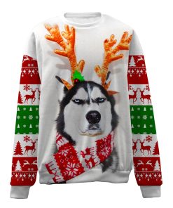 Siberian Husky Big Horn Christmas Ugly Christmas Sweatshirt – Sweater