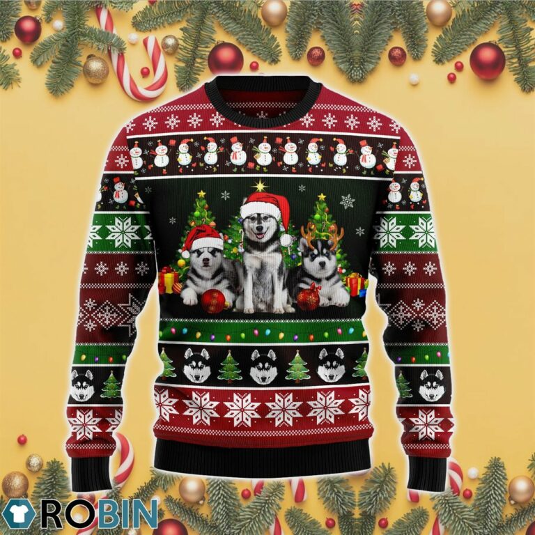 Siberian Husky Group Beauty Ugly Christmas Sweater RB4498