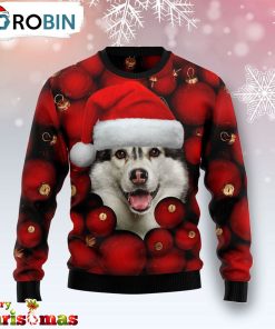 Siberian Husky Ornament Ugly Christmas Sweater – Xmas Ugly Sweater