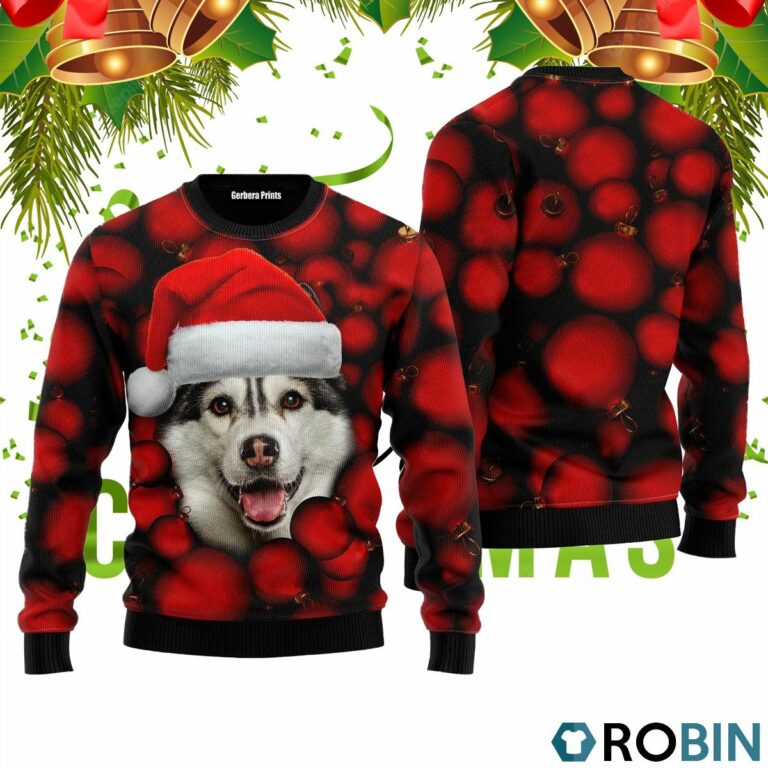 Siberian Husky Ornament Ugly Christmas Sweater RB4499
