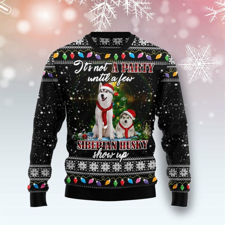 Siberian Husky Show Up All Over Printed Ugly Sweatshirt, Sweater