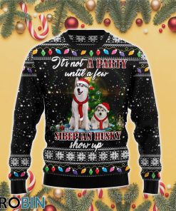 Siberian Husky Show Up Ugly Christmas Sweater RB4327