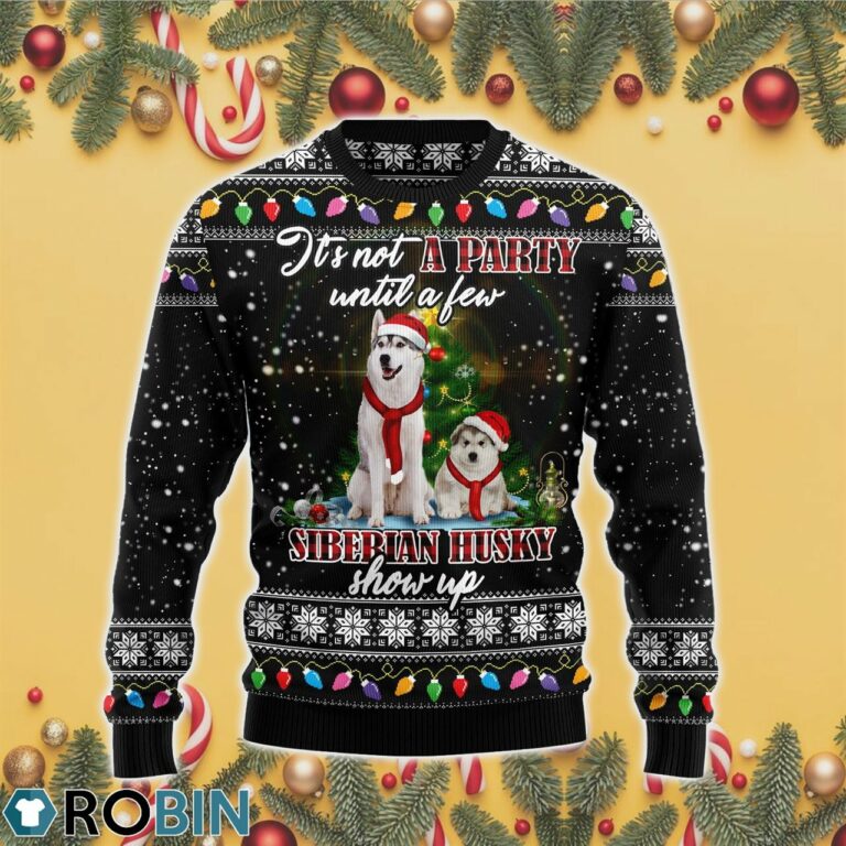 Siberian Husky Show Up Ugly Christmas Sweater RB4327