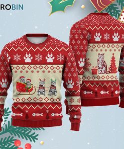 Silver Tabby Cat Reindeer Ugly Christmas Sweatshirt – Sweater