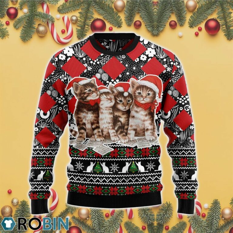 Singing Cats Kitten 3D Print Ugly Christmas Sweater RB4497
