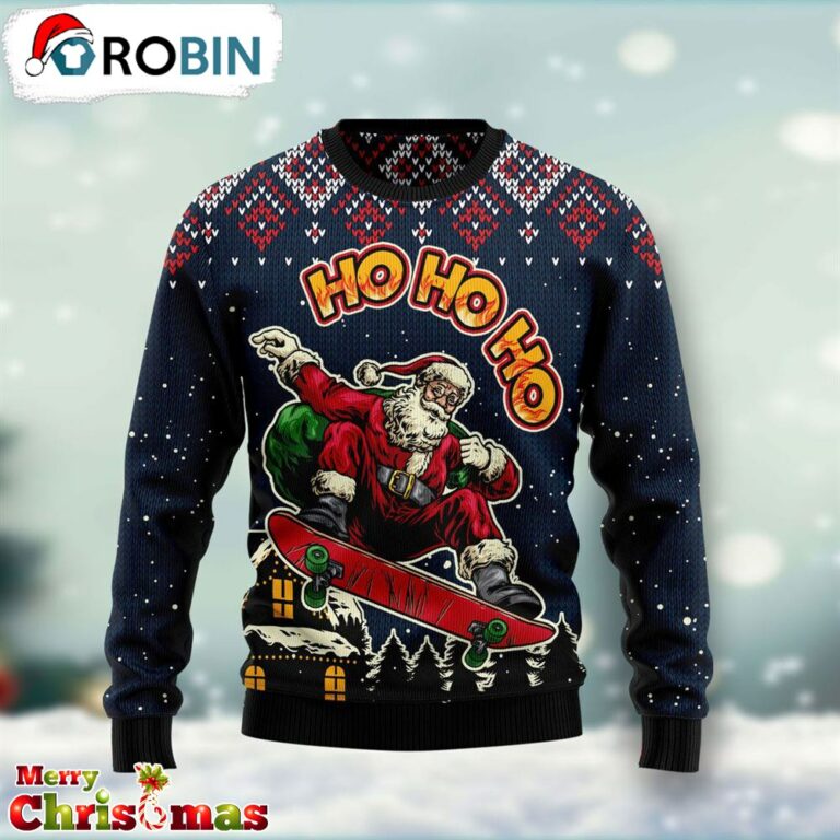 Skater Santa Claus Ugly Christmas Sweater – Best Gift For Christmas