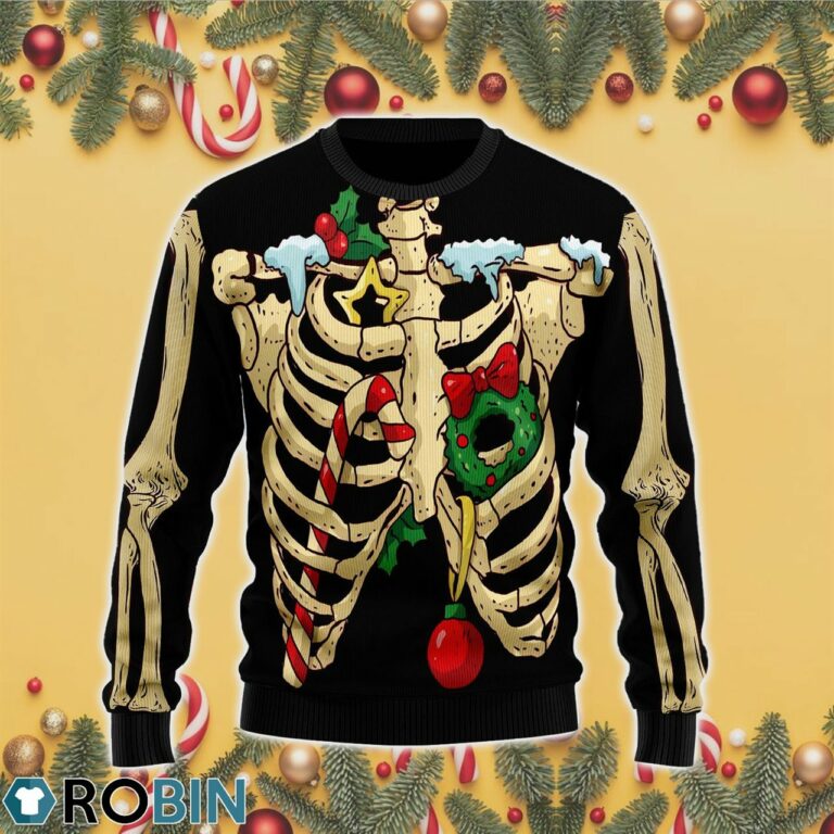 Skeleton Christmas 3D Print Ugly Christmas Sweater RB4372