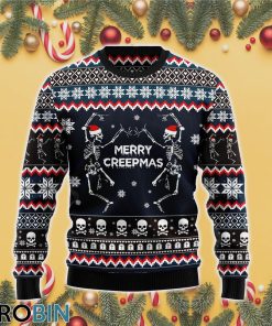 Skeleton Merry Creepmas 3D Print Ugly Christmas Sweater RB4392 Skeleton Merry Creepmas 3D Print Ugly Christmas Sweater RB4392