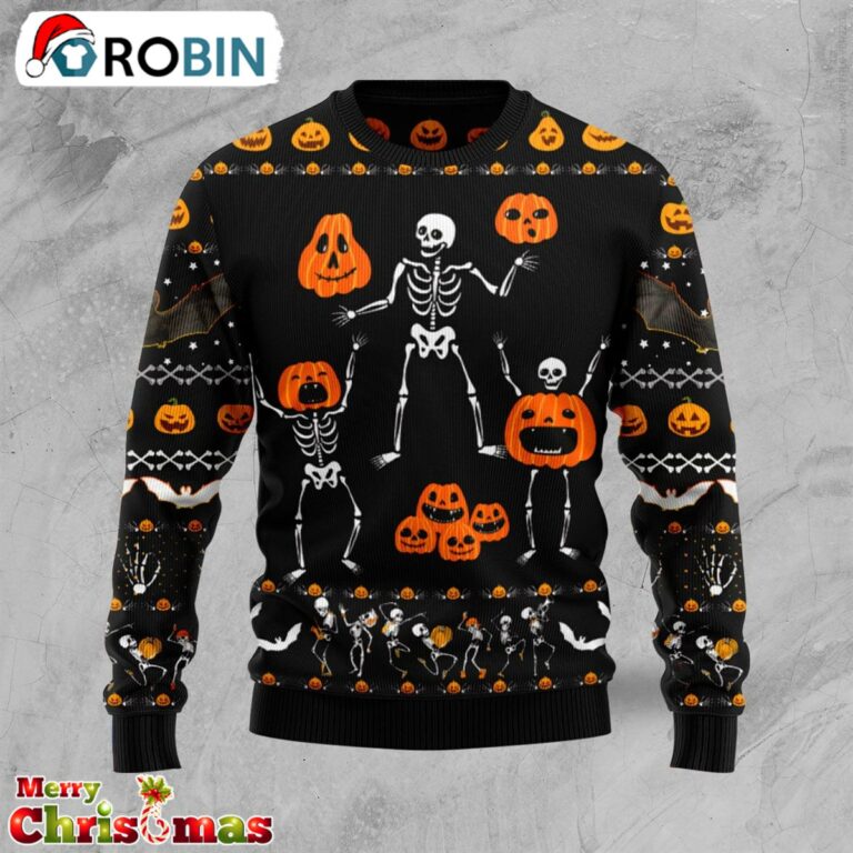 Skeleton Pumpkin Halloween Sweater – Cute Halloween Tee