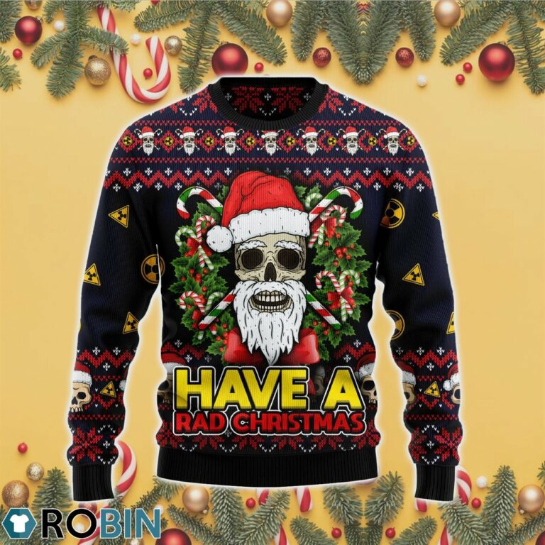 Skull Have A Rad Christmas 3D Print Ugly Christmas Sweater RB4375
