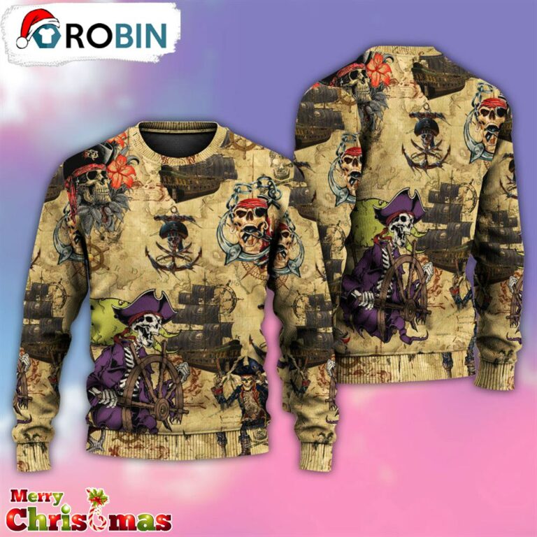 Skull Pirate So Scary Ugly Christmas Sweater – Christmas Outfits Gift – Retro Christmas Sweater