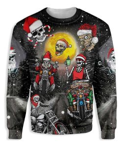 Skull Santa Motorcycle Merry Christmas Ugly Christmas Sweatshirt – Sweater