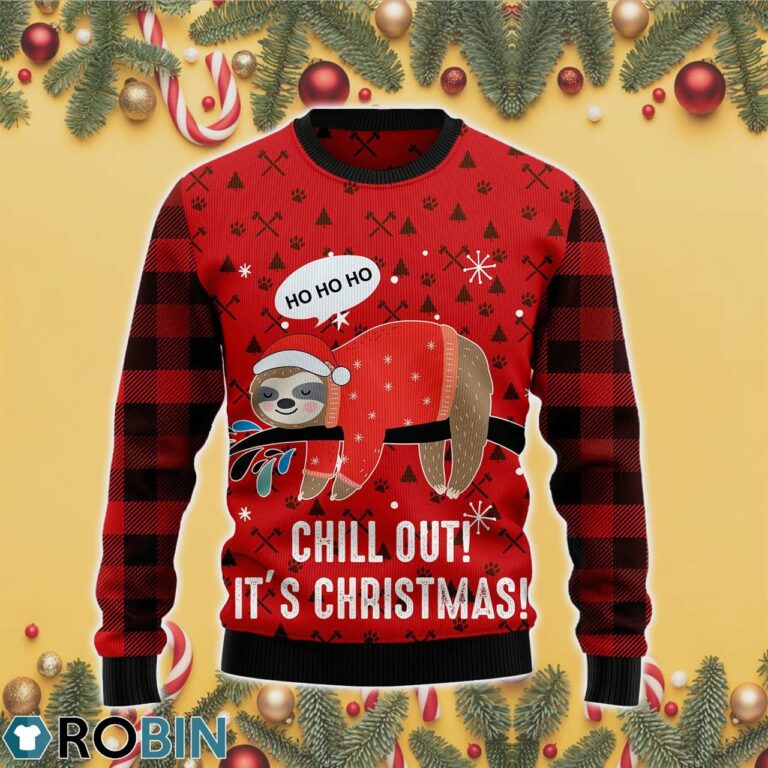 Sloth Chill Out Ugly Christmas Sweater RB4329
