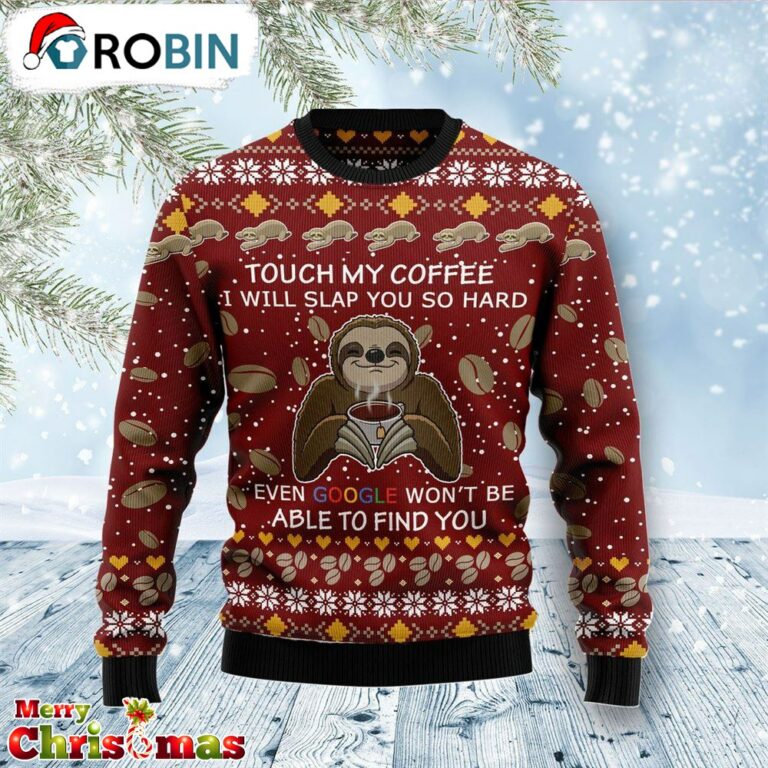 Sloth Coffee Ugly Christmas Sweater – Xmas Jumper Holiday Pullover