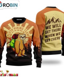 Sloth Hiking Ugly Christmas Sweater – Xmas Jumper Holiday Pullover