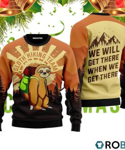 Sloth Hiking 3D Print Ugly Christmas Sweater RB2222