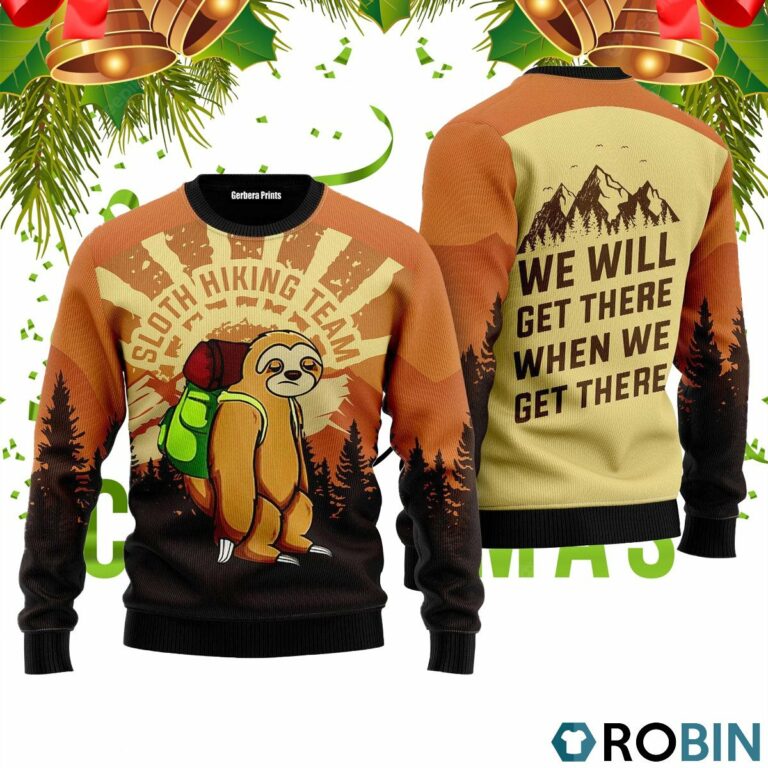 Sloth Hiking 3D Print Ugly Christmas Sweater RB2222