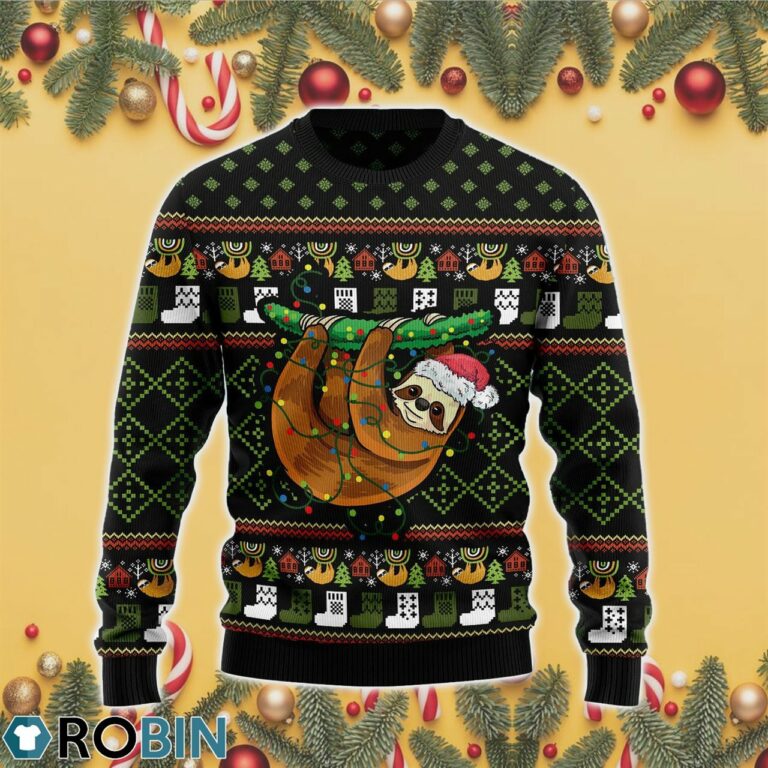 Sloth Light Ugly Christmas Sweater RB4407