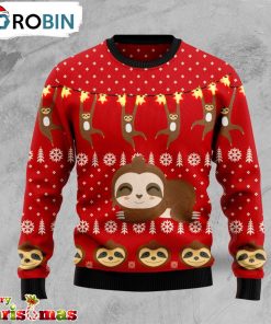 Sloth Lover Ugly Christmas Sweater – Xmas Jumper Holiday Pullover