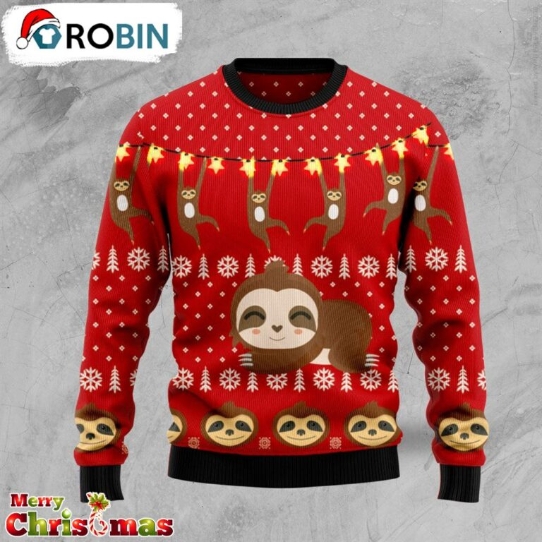 Sloth Lover Ugly Christmas Sweater – Xmas Jumper Holiday Pullover