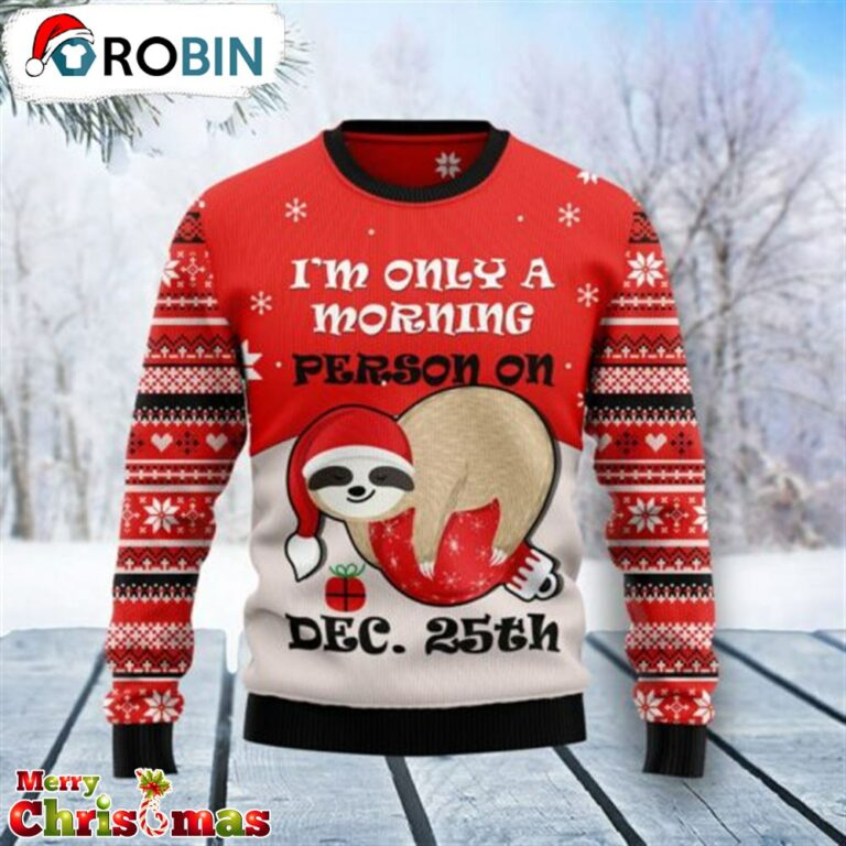 Sloth Morning Xmas Ugly Christmas Sweater – Retro Christmas Sweater