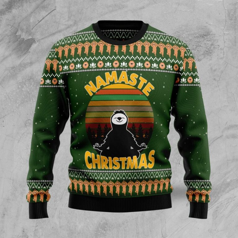 Sloth Namaste 3D Print Ugly Christmas Sweater RB4423