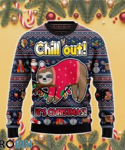 Sloth Santa Chill Out Is Christmas 3D Print Ugly Christmas Sweater RB4425