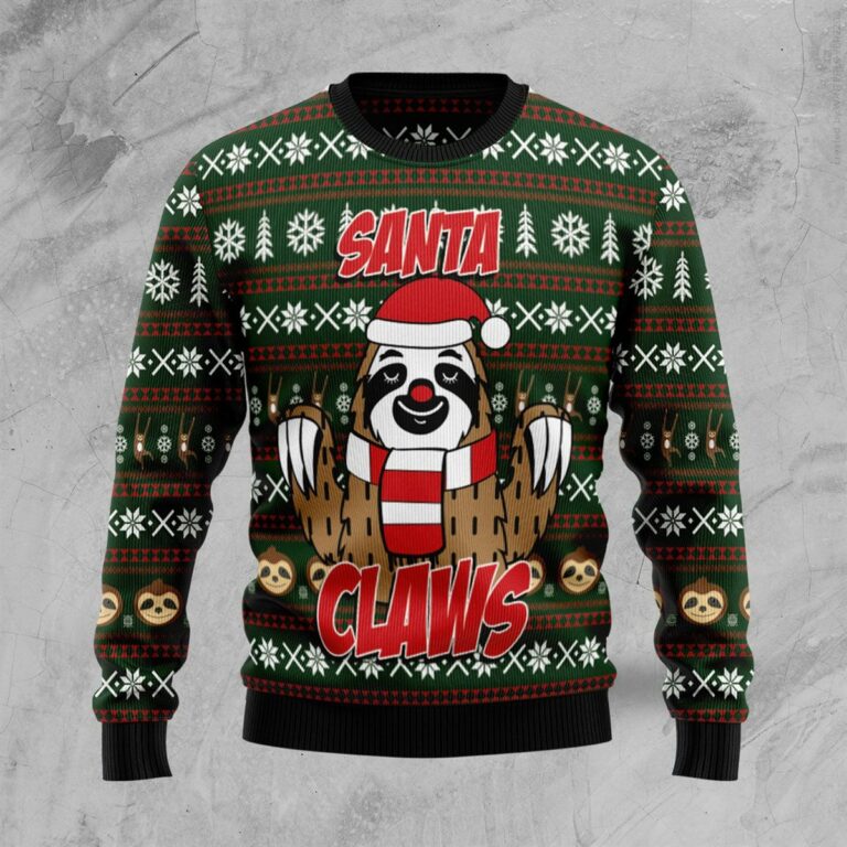 Sloth Santa Claws Christmas Ugly Sweatshirt, Sweater