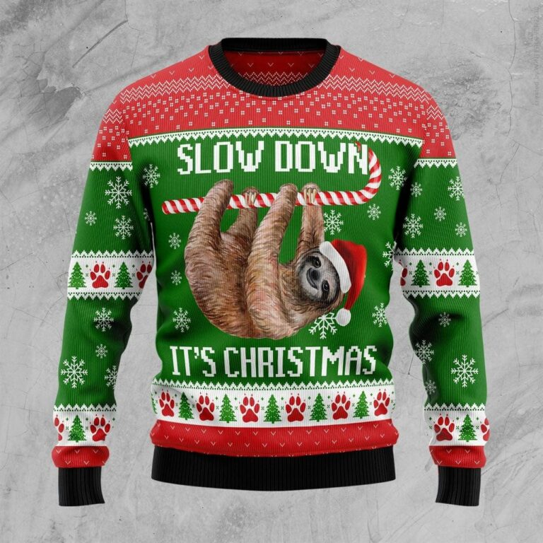 Sloth Slow Down Ugly Christmas Sweater RB4328