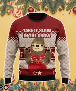 Sloth Take It Slow T 3D Print Ugly Christmas Sweater RB4384