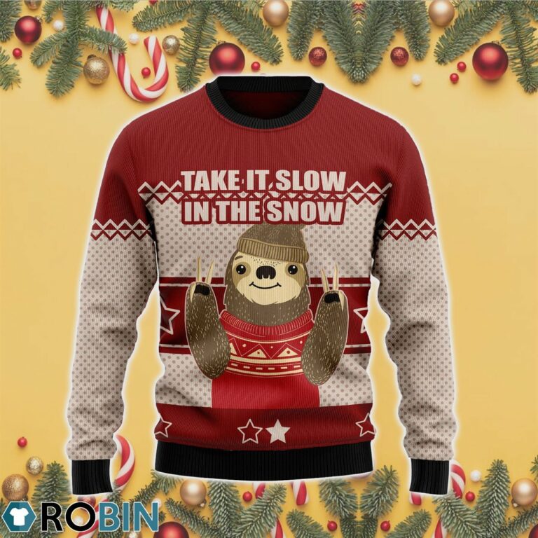 Sloth Take It Slow T 3D Print Ugly Christmas Sweater RB4384