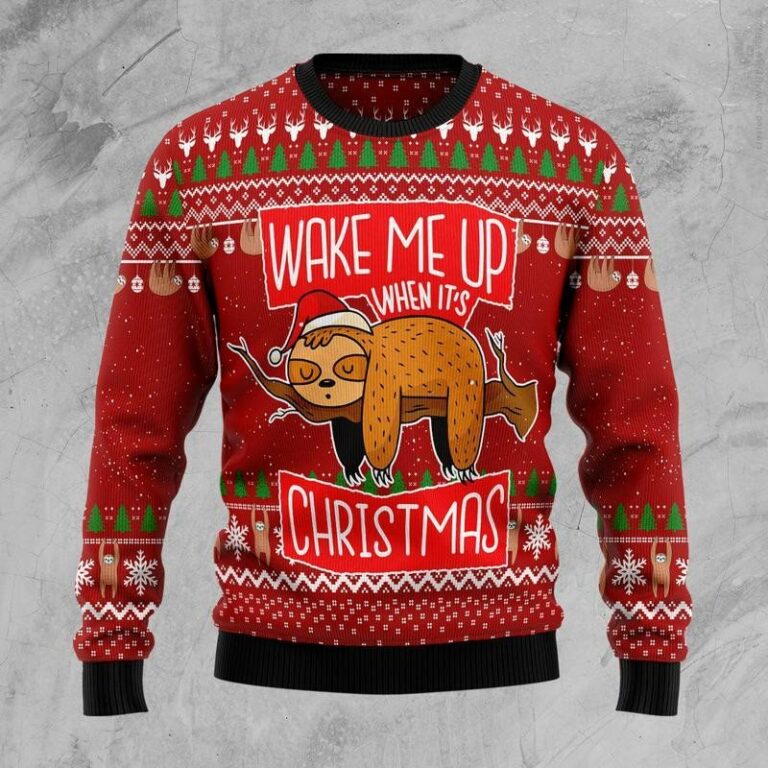 Sloth Wake Me Up When Its Christmas Ugly Sweatshirt, Sweater