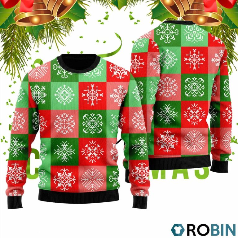 Snow Patchwork Funny Holiday Pattern Ugly Christmas Sweater RB2428