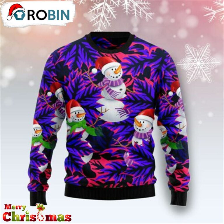 Snowman Leaves Ugly Christmas Sweater – Retro Christmas Sweater – Gift For Christmas