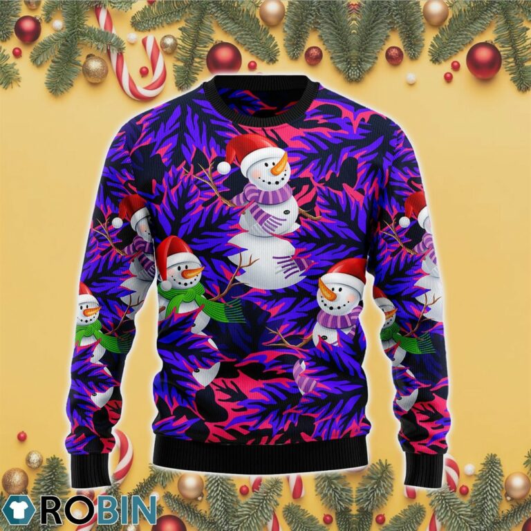 Snowman Leaves 3D Print Ugly Christmas Sweater RB4434