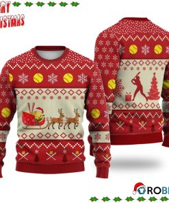 Softball Reindeer Christmas Ugly Sweatshirt, Sweater