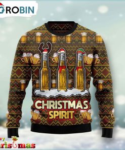 Spirit Beer Ugly Christmas Sweater – Christmas Outfits Gift – Retro Christmas Sweater