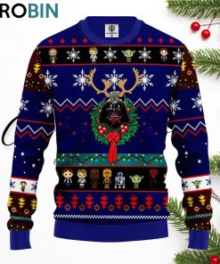 star wars darth vader ugly christmas sweater blue 1 m9wnne