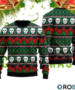 Stitch Style Mexican Skull Roses Pattern 3D Print Ugly Christmas Sweater RB2080