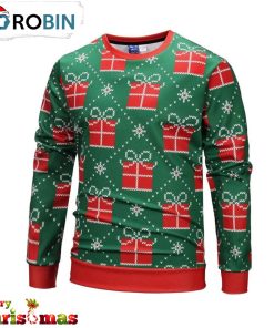 Striped Pattern Icon Green Ugly Christmas Sweater – Xmas Jumper Holiday Pullover