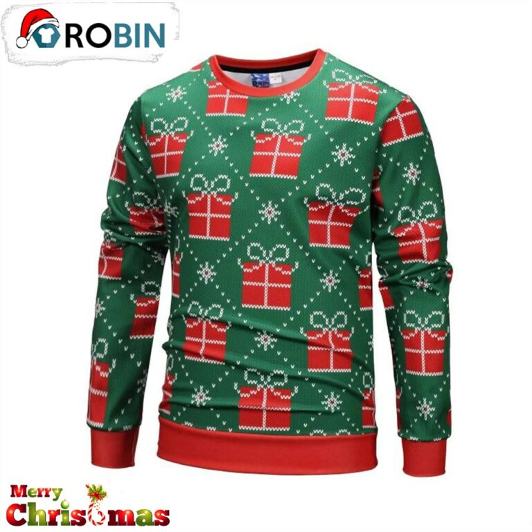 Striped Pattern Icon Green Ugly Christmas Sweater – Xmas Jumper Holiday Pullover