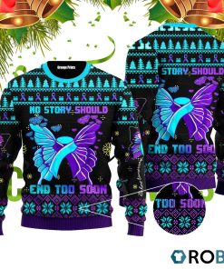Suicide Prevention Awareness Butterfly Ugly Christmas Sweater RB4403