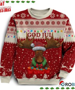 Sweden Christmas Moose Red Ugly Sweatshirt, Sweater